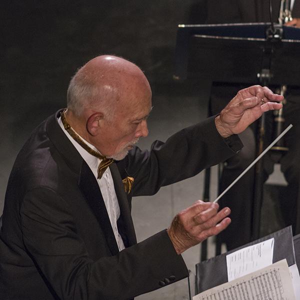 Kenneth Bell conducts the main theme from Star Trek the Motion Picture during Space, Time and Music at Palomar College's Brubeck Theater, May 6, 2017. (Savhanna Vargas/The Telescope)