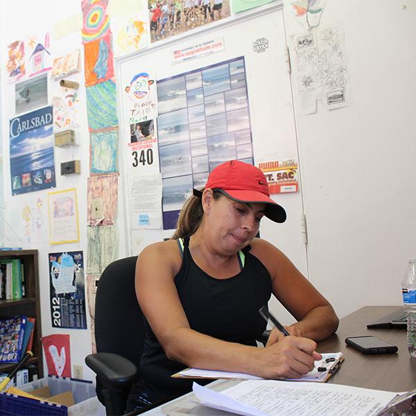 Coach Sonia Rodriguez works in her office on Sept. 6. Justin Gonzalez/ The Telscope.