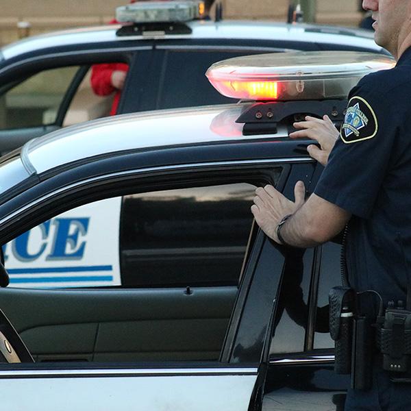 Palomar police recruit prepares for a carstop training exercise during the evening at the academy. March 13, 2018. (Cameron Niven/The Telescope)