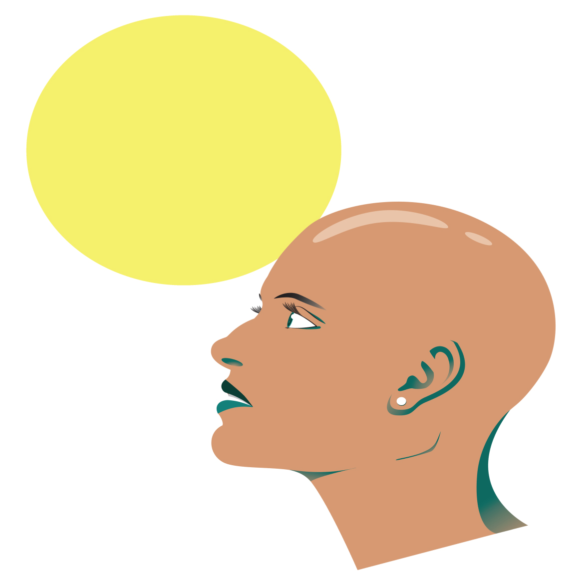 Female shaved head illustration by Jordan Carroll