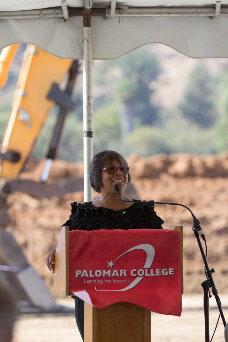 Superintendent/President Dr. Joi Lin Blake gives the introductions at the North Education Center groundbreaking ceremony on Oct 13, 2017. (Alexis Metz-Szedlacsek/The Telescope)