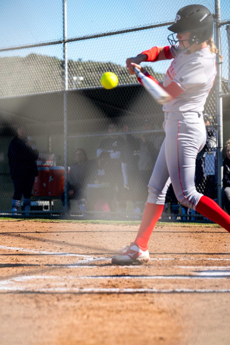 Kylie Pignone hits a run on Feb. 22, 2019. (Sukhi Heumann/The Telescope)