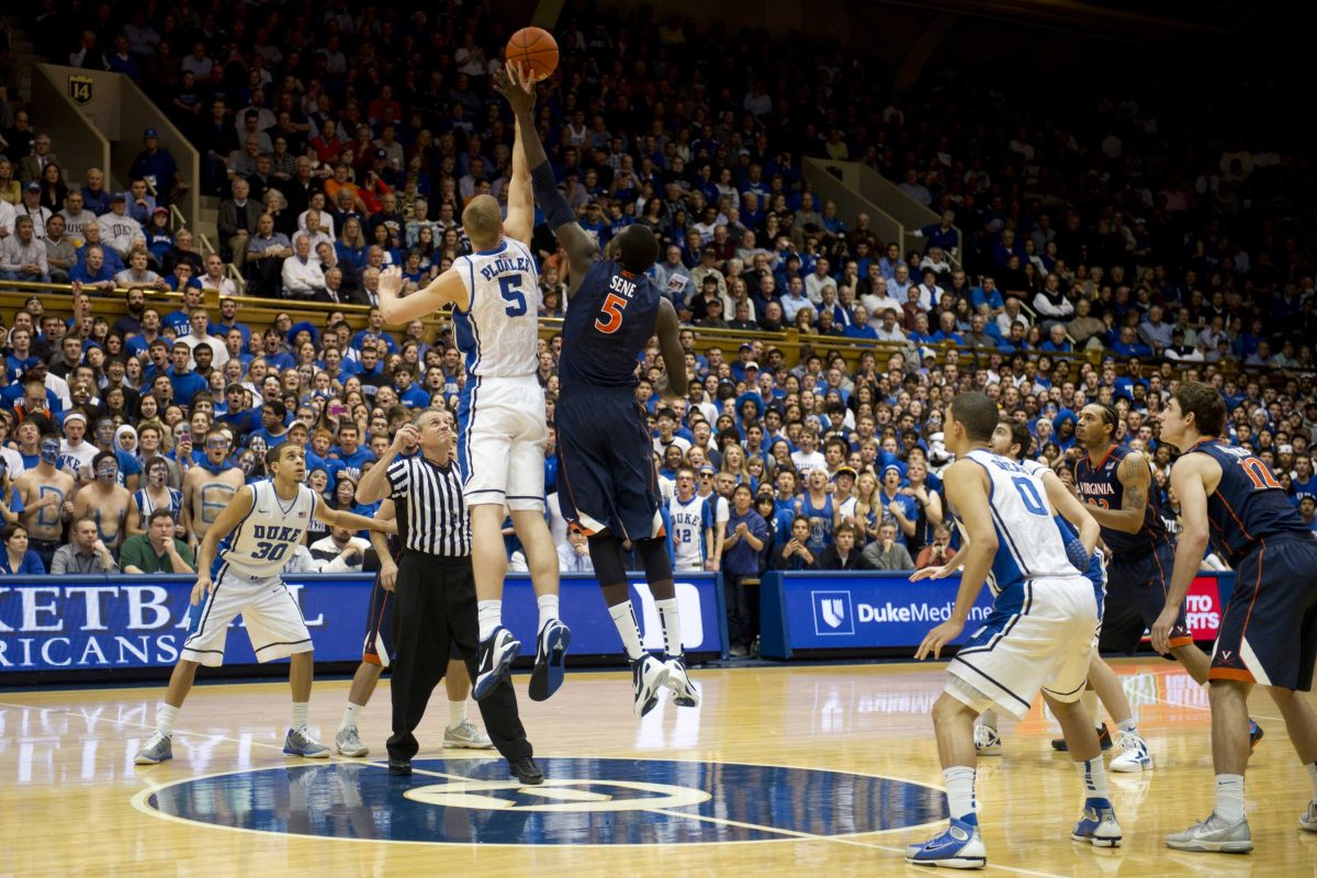 Tip-off between Duke and University of Virginia at Duke University, NC, Jan. 12, 2012. DoD photo by D. Myles Cullen