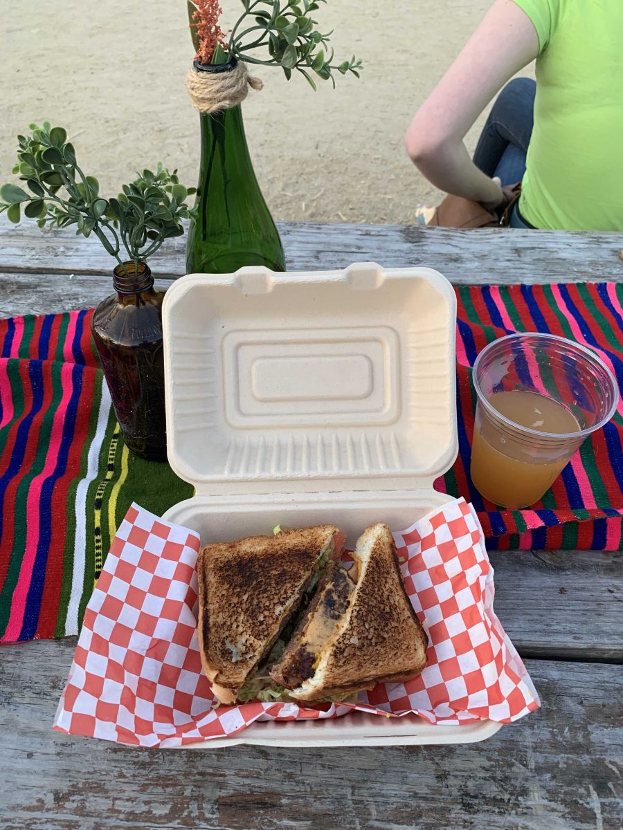 Patty melt from Harmless Eats, a San Diego food cart. (Samantha Cox/The Telescope)