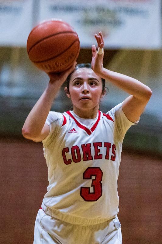 Palomar Women’s Basketball guard Nikki Mayoral prepares for a free throw during Palomar’s 85-25 win against Grossmont College on January 31st. Kevin Mijares/The Telescope