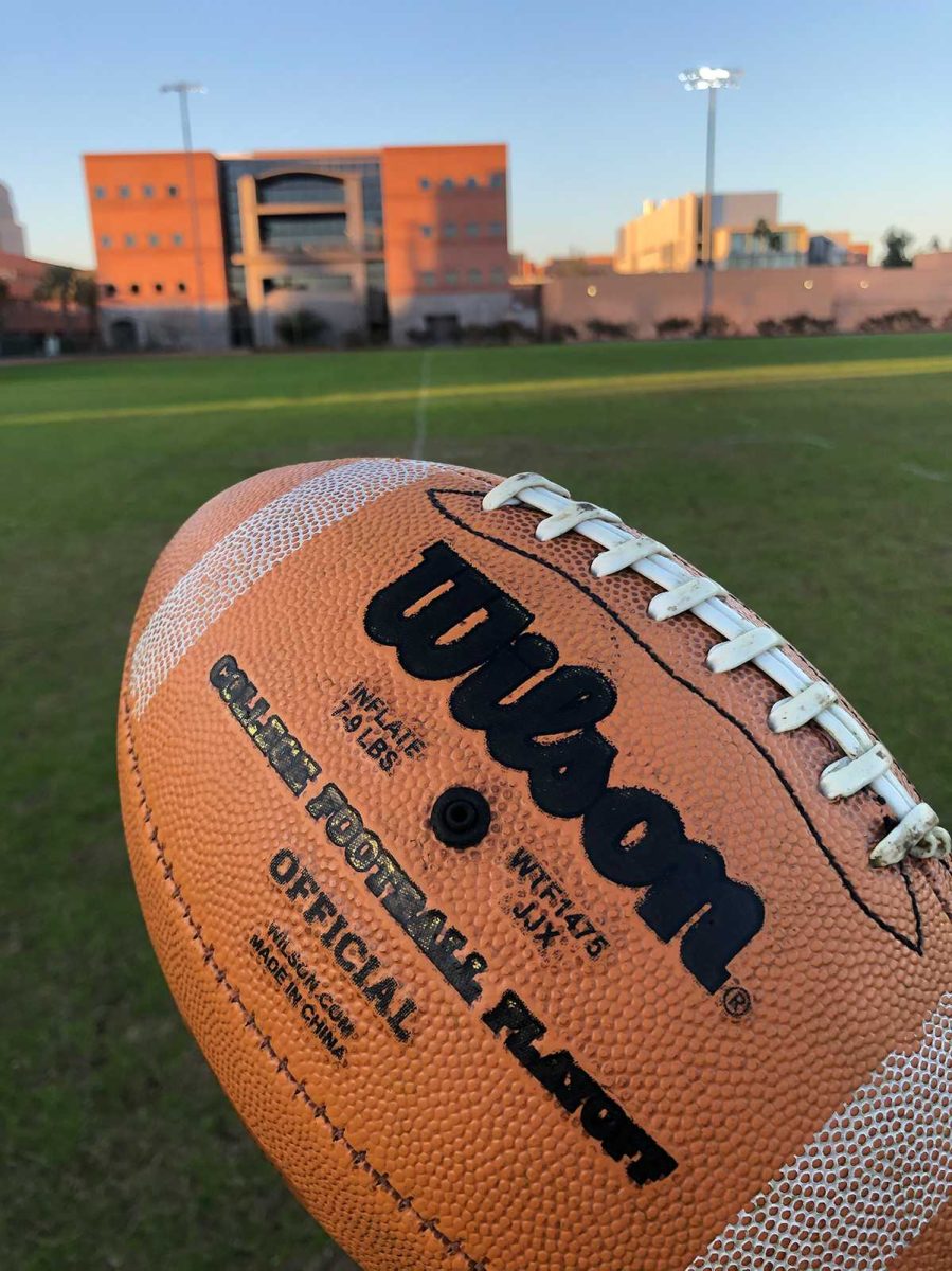 Football on a football field. (Jordan Spurgeon/The Telescope)