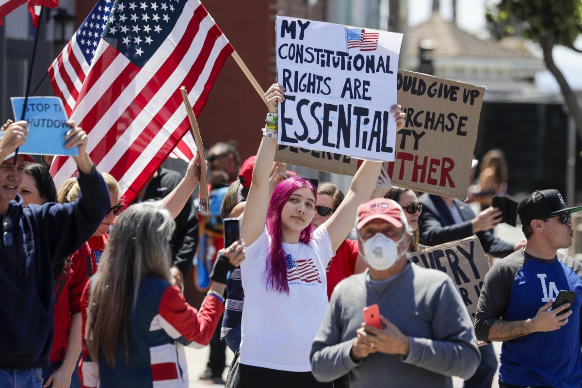 Live Free or Die: Protesters march against California stay-at-home rules in Huntington Beach