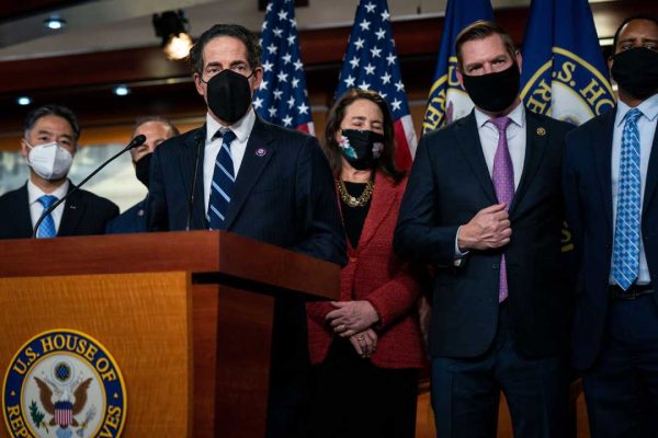 Lead House Impeachment Manager Rep. Jamie Raskin, D- Md., speaks during a news conference on Capitol Hill on Saturday, Feb. 13, 2021, in Washington, D.C. (Kent Nishimura/Los Angeles Times/TNS)