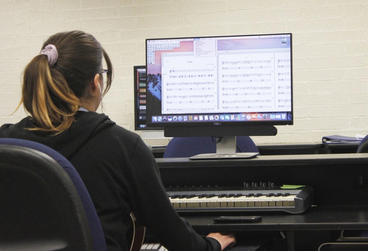 This picture is of a student working on a project “pre-Covid”. Photo Courtesy of Arts Director Carl Thompson