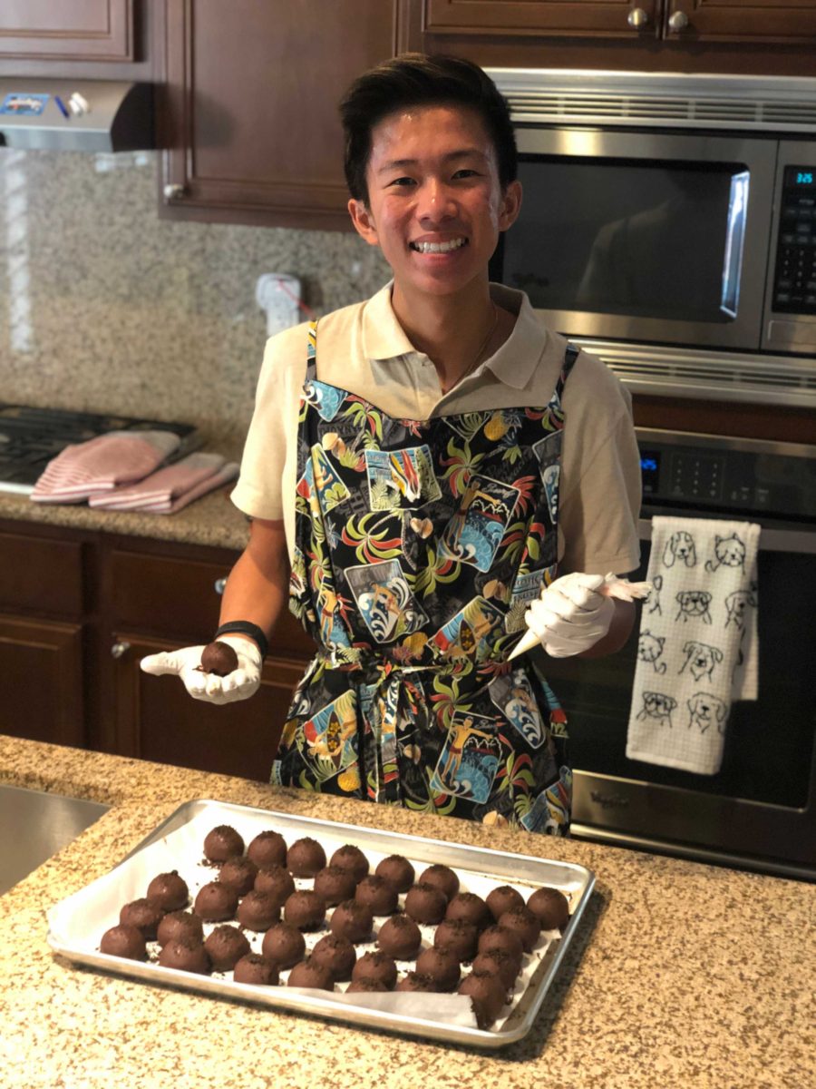 Matthew Wang with finished truffles. (Photo courtesy of Matthew Wang)