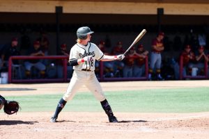 Palomar baseball player Ian Halverson (8) gets ready for batting at home base.