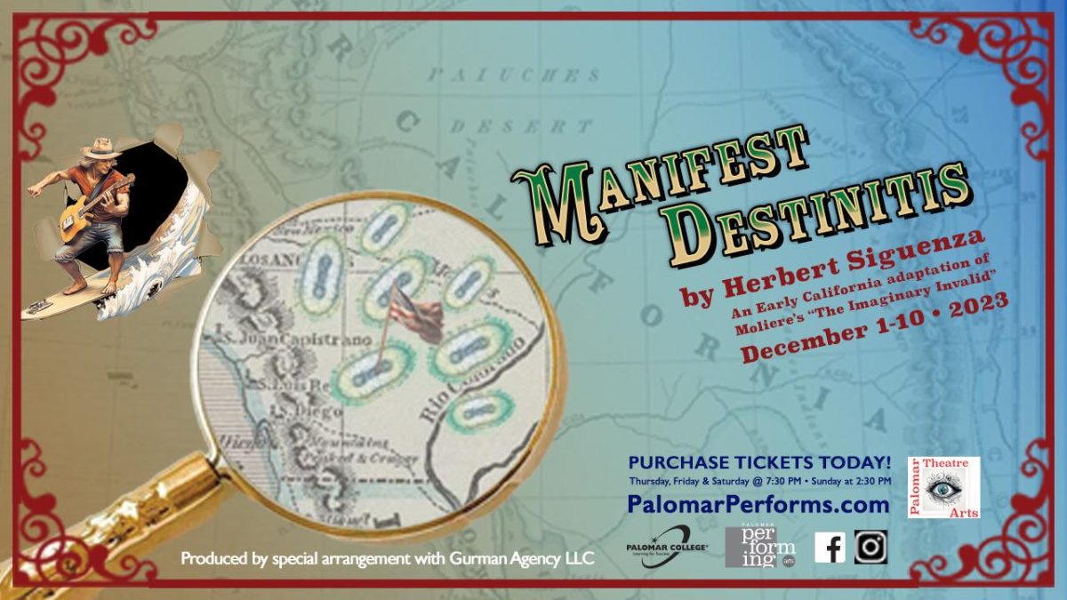 The poster for Manifest Destinitis, an upcoming play at Palomar College. Image used with permission from Palomar Theatre Arts.