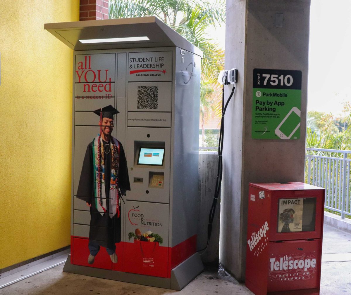 The smart locker on level 2 of the parking structure at the San Marcos campus. Photo credit: Alex Ortega