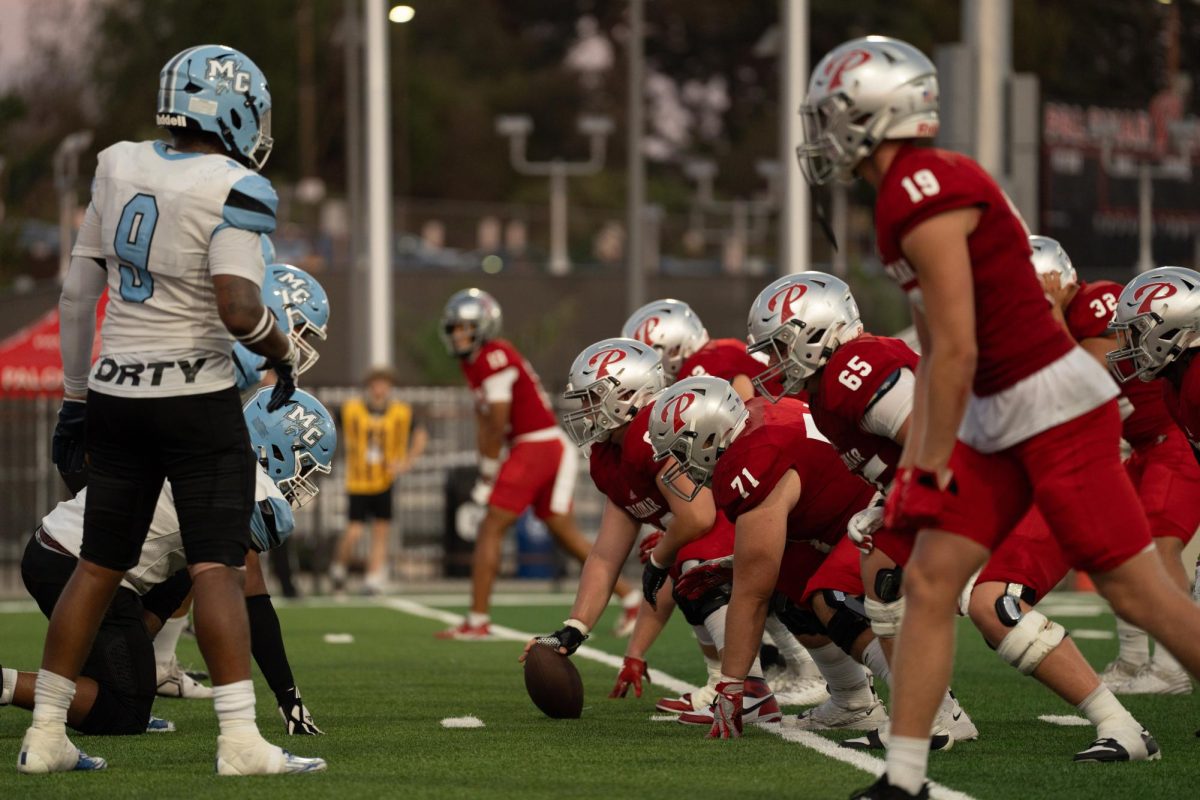 Palomar offense lined up against the Moorpark defense.