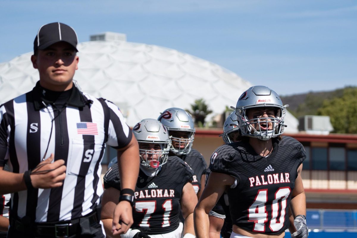 Kicker #40 Jonathon Meyers and the comets running out of the tunnel.