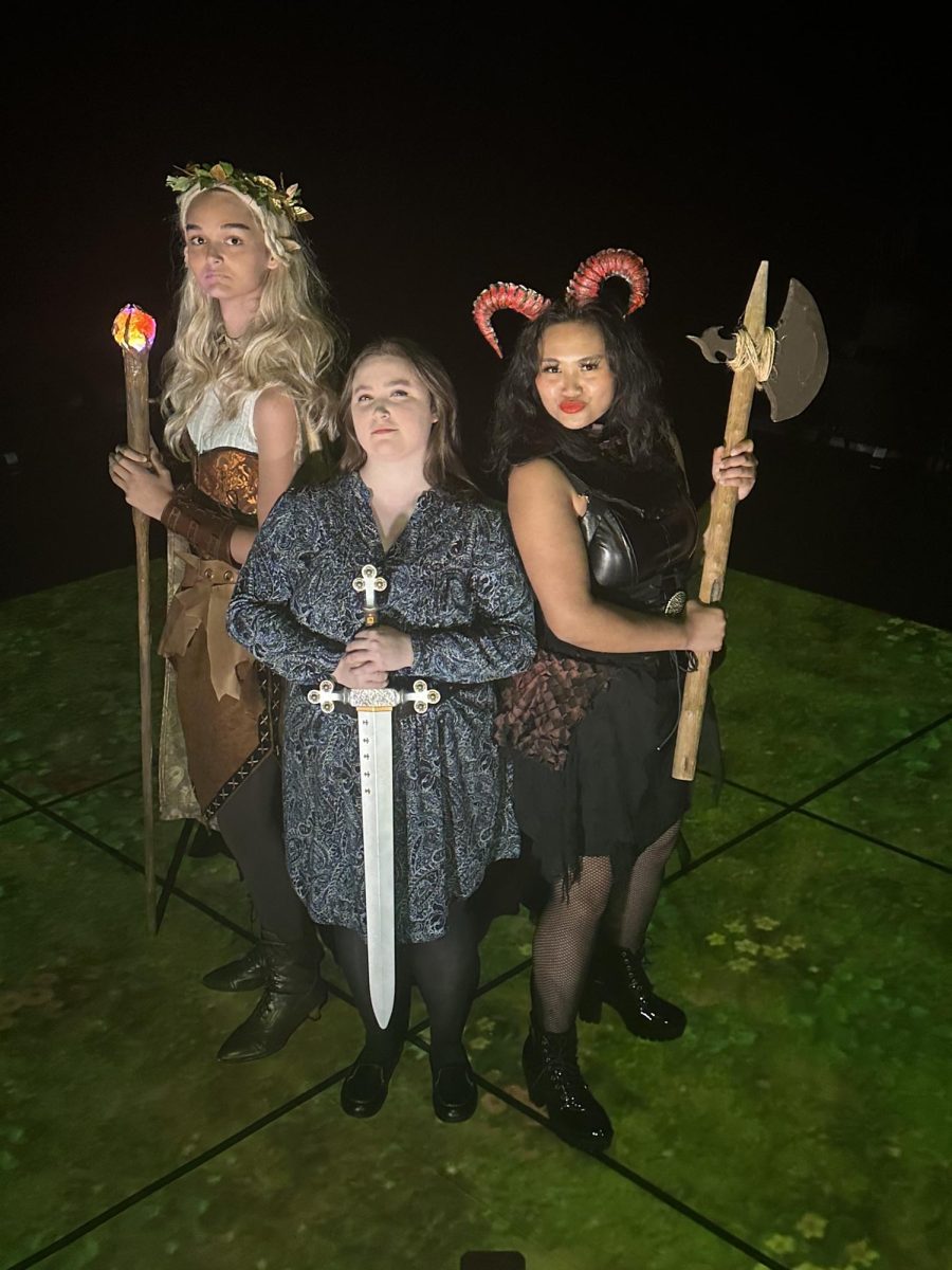 Exia Albistegui-DuBois, Lily Eichner and Kayli Dela Vega pose in costume. Courtesy of Palomar Performing Arts. 