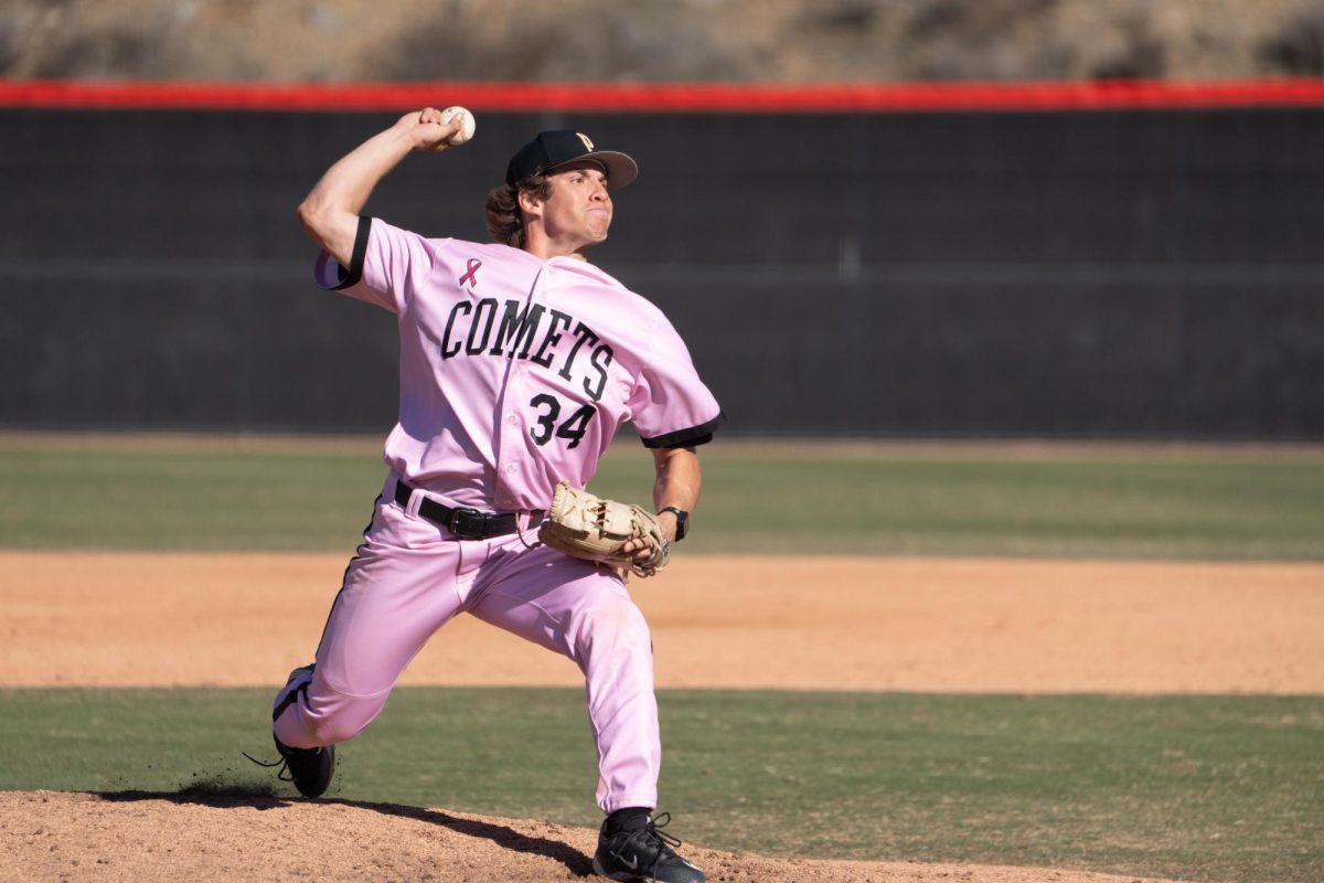 #34 Lucas Smith pitching against Riverside College.