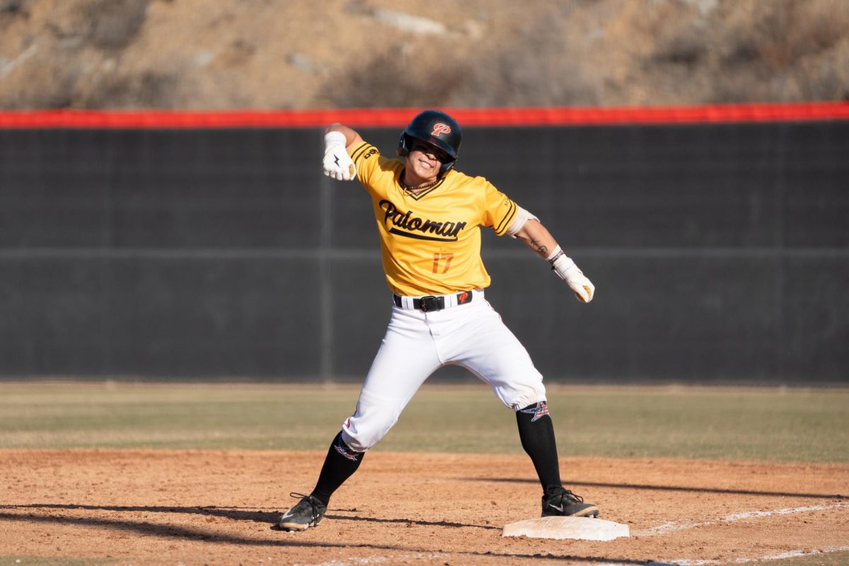 Catcher #17 Carter Jorissen after a single that resulted in a Palomar score.