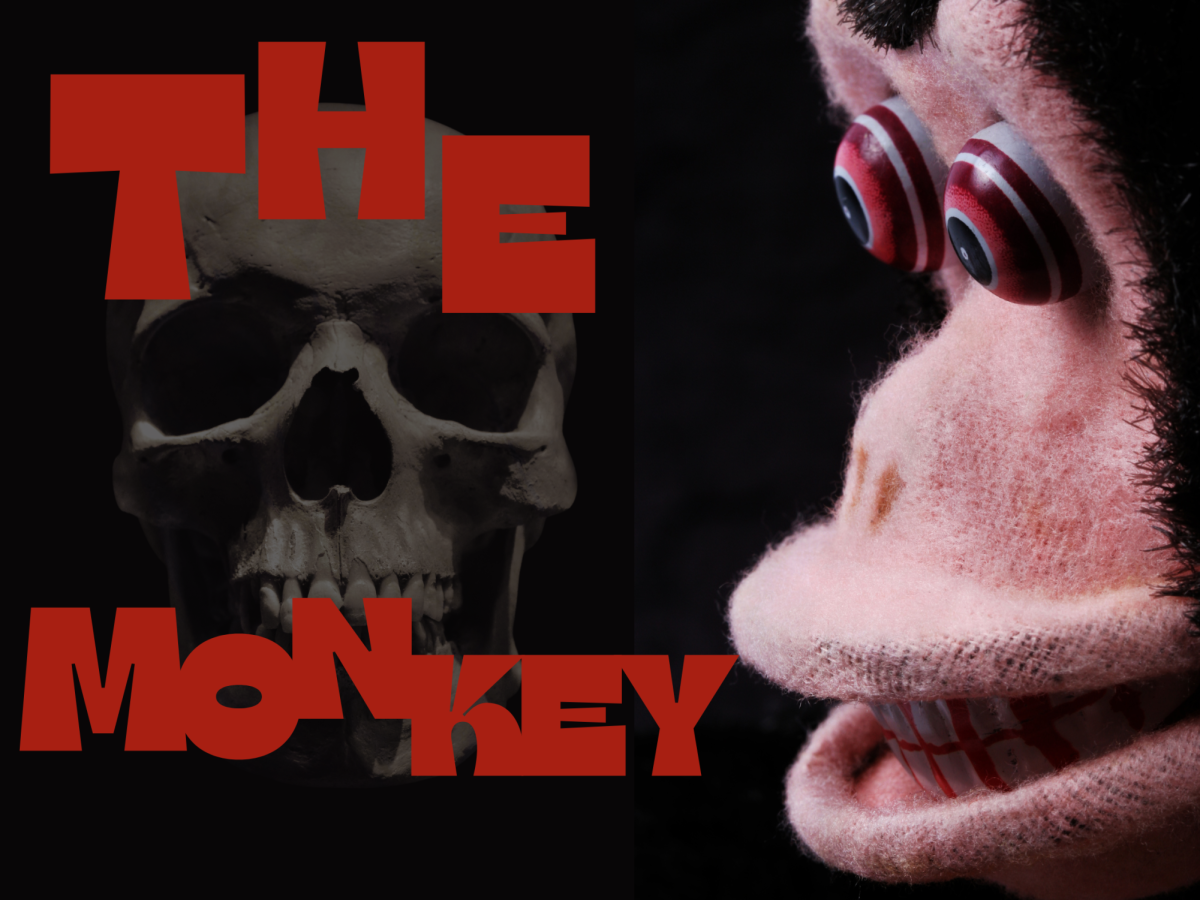 "The Monkey" terrorizes audiences with an uncanny twist on horror. Illustration made with Canva.