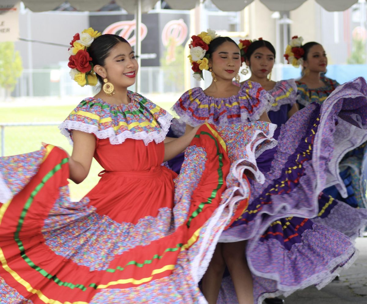 Rancho Buena Vista High School's Ballet Florklorico team performing at the Solidarity Festival at Palomar College on Saturday, April 26, 2025, in San Marcos, CA.