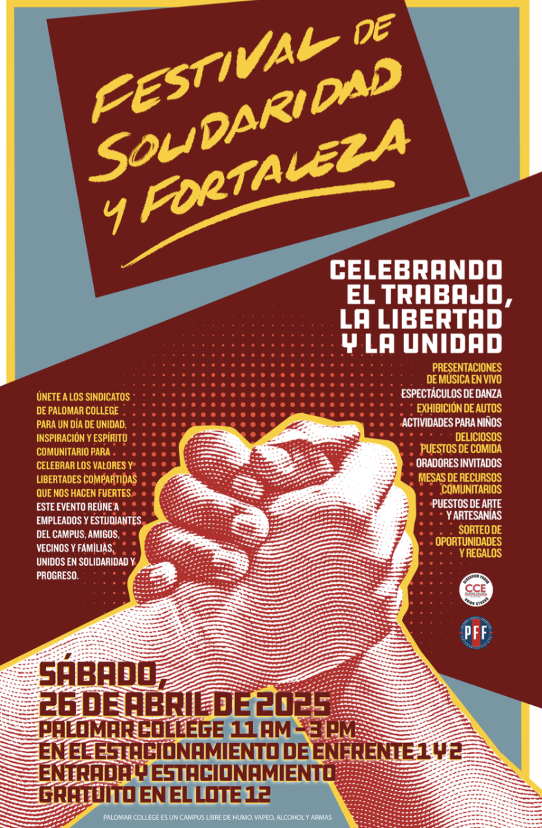 Cartel en español del Festival de Solidaridad y Fortaleza. Cortesia de la Federation de Facultad de Palomar. 
