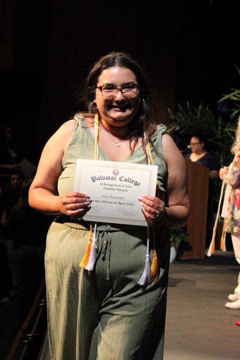 Arlene Hernandez at the Transfer Recognition ceremony at Palomar College on Wednesday, April 30, 2025. Hernandez is transferring to California State University, San Marcos, majoring in Business Management. Photo credit: Griselda Garcia