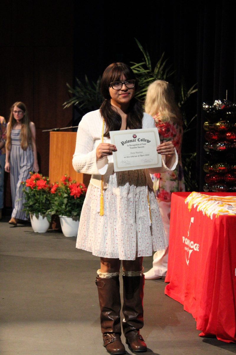 Diana Martinez Cruz at the Transfer Recognition ceremony at Palomar College on Wednesday, April 30, 2025. Cruz is transferring to California State University, San Marcos, majoring in Literature and Writing Studies. Photo credit: Griselda Garcia