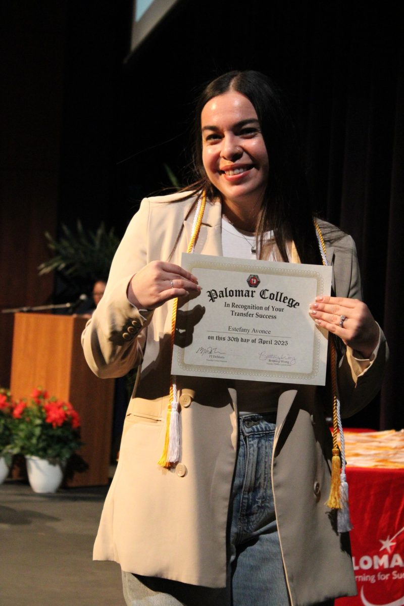 Estefany Avonce at the Transfer Recognition ceremony at Palomar College on Wednesday, April 30, 2025. Avonce is transferring to California State University, Channel Islands, majoring in Psychology. Photo credit: Griselda Garcia