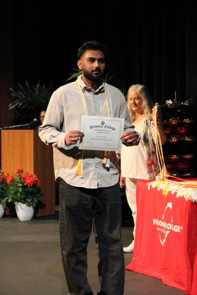 Humza Shaikh at the Transfer Recognition ceremony at Palomar College on Wednesday, April 30, 2025. Shaikh is transferring to the University of California, San Diego, majoring in Computer Science. Photo credit: Griselda Garcia