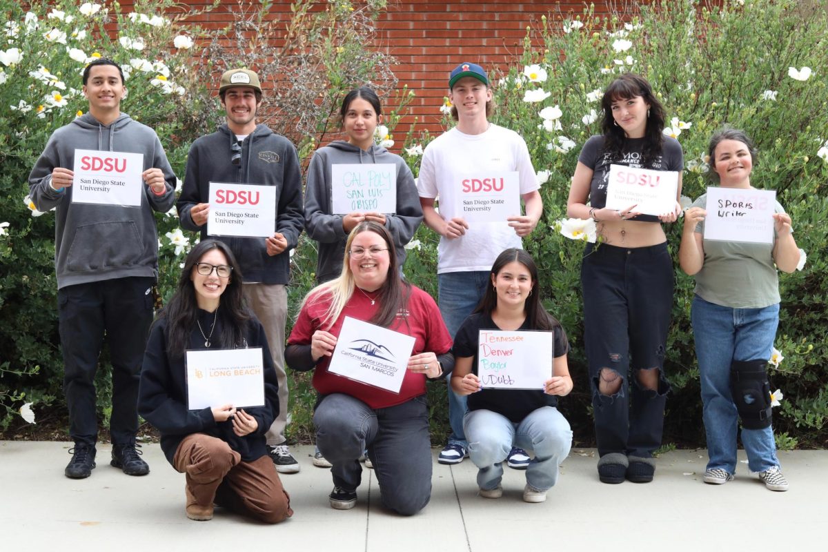 The Spring 2025 Transfer group from Palomar Journalism.
From top left: Mateo Hernandez, Mason O'Toole, Sofia Alvarez, Connor Larson, Annabelle Williams and Taylor Leonard. Bottom left: Monica Garcia, Cyndi Cunningham and Linette Arteaga.
