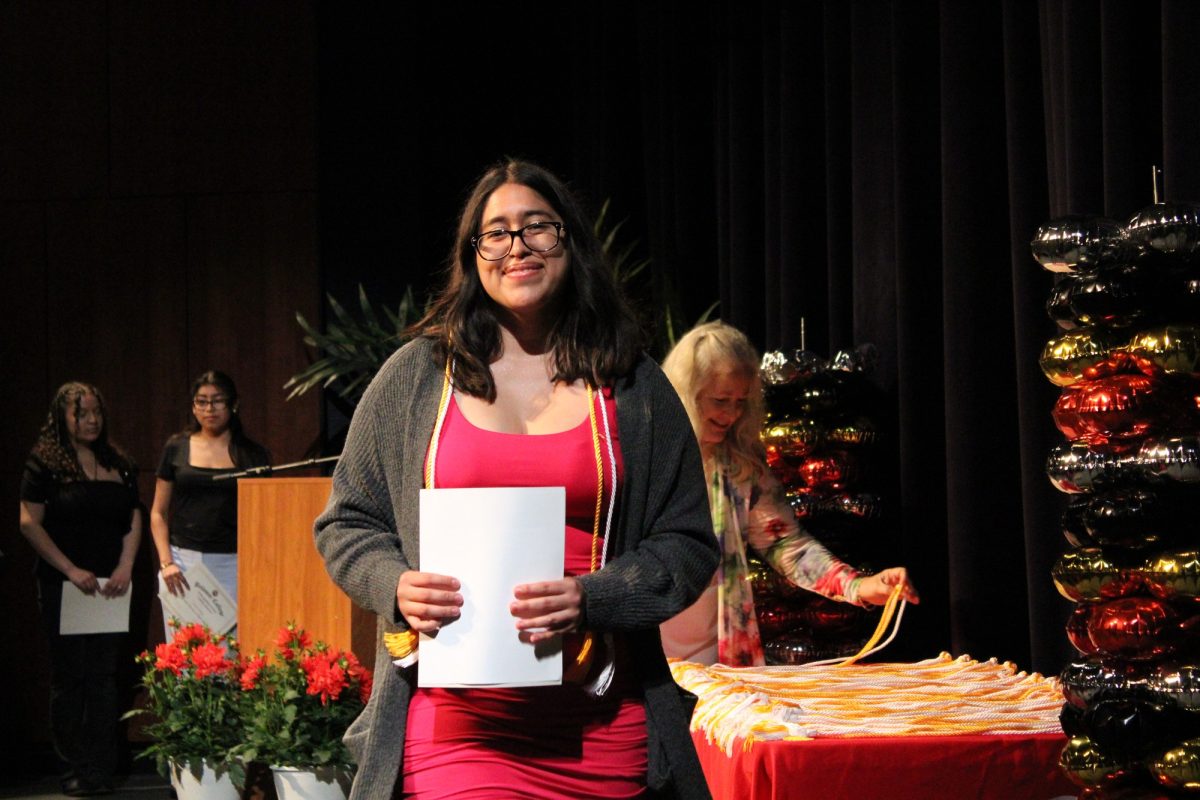 Kimberly Rodriguez Bautista at the Transfer Recognition ceremony at Palomar College on Wednesday, April 30, 2025. Bautista is transferring to California State University, San Marcos, majoring in Child and Adolescent Development. Photo credit: Griselda Garcia