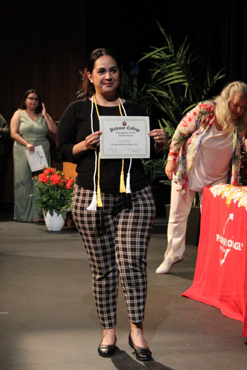 Lucia Romero at the Transfer Recognition ceremony at Palomar College on Wednesday, April 30, 2025. Romero is transferring to California State University, San Marcos, majoring in Sociology. Photo credit: Griselda Garcia