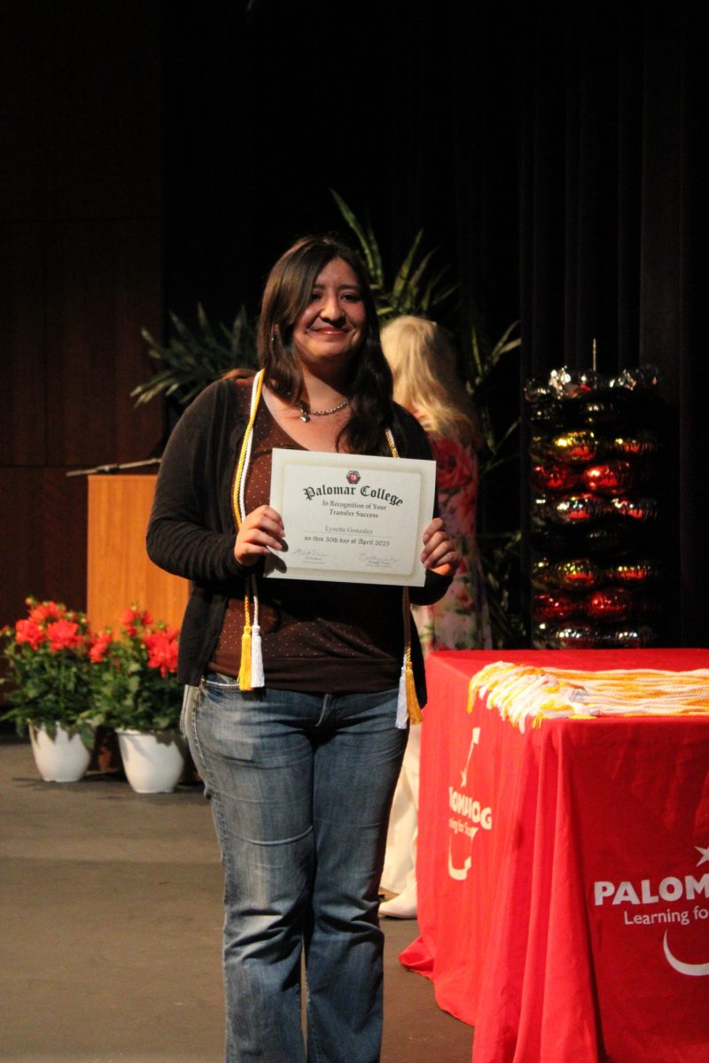 Lynette Gonzalez at the Transfer Recognition ceremony at Palomar College on Wednesday, April 30, 2025. Gonzalez is transferring to California State University, San Marcos, majoring in Psychology. Photo credit: Griselda Garcia