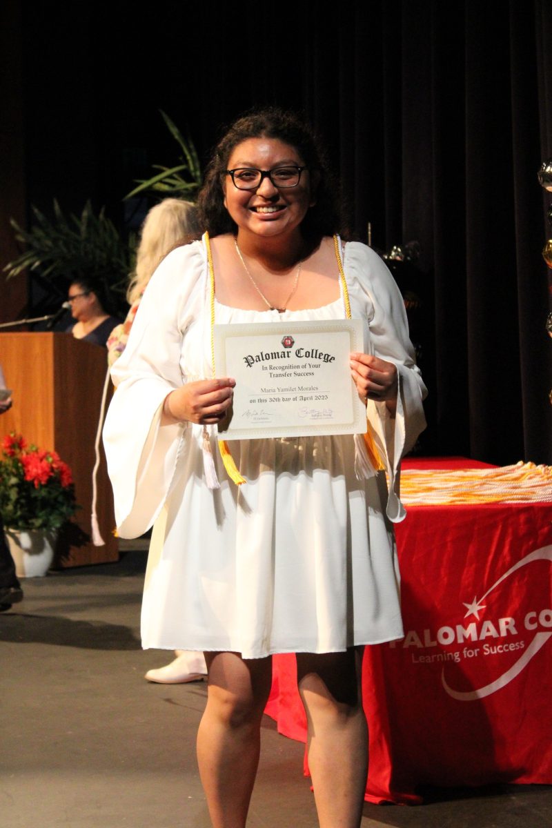 Maria Yamilet Morales at the Transfer Recognition ceremony at Palomar College on Wednesday, April 30, 2025. Morales is transferring to California State University, San Marcos, majoring in Business Administration. Photo credit: Griselda Garcia