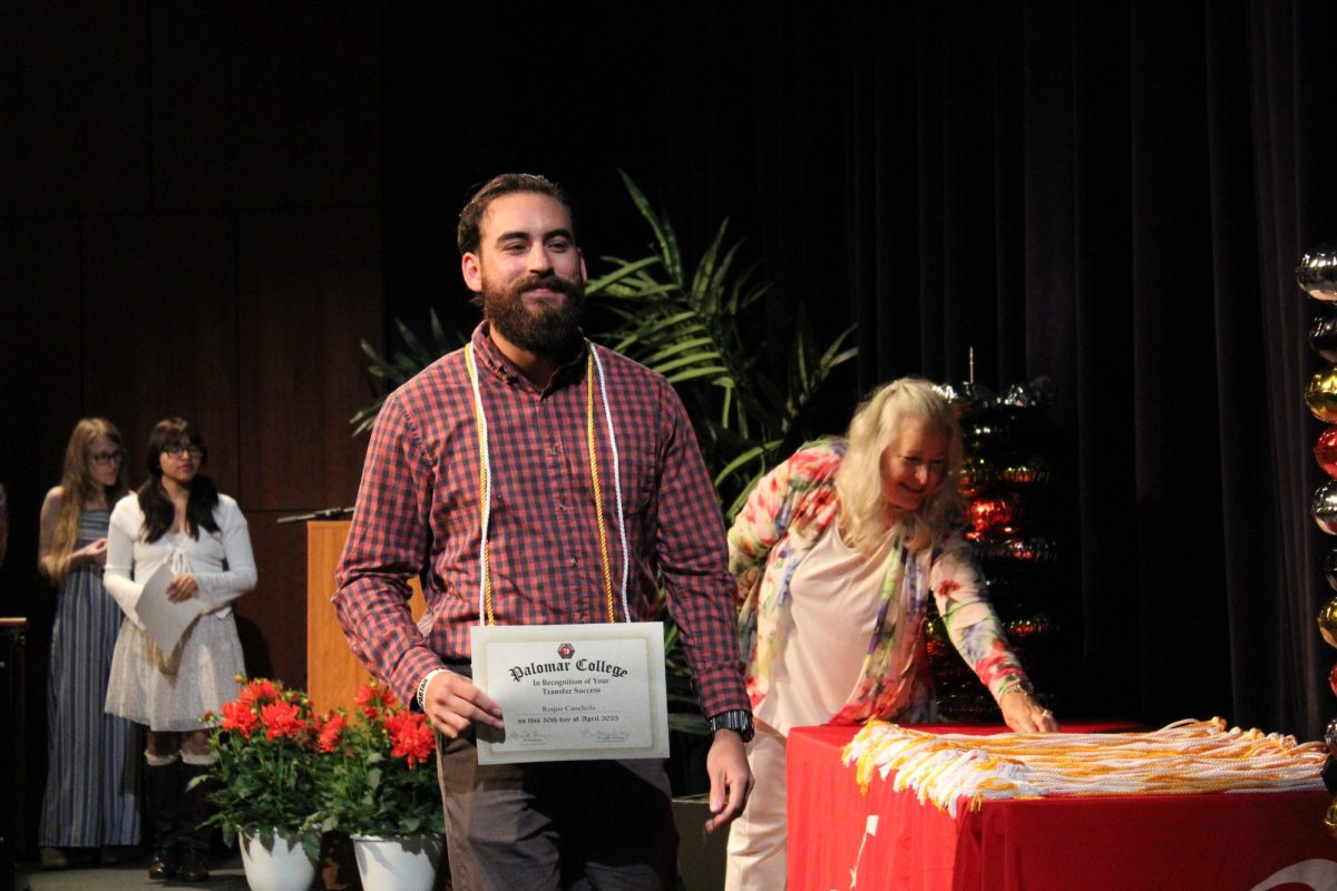 Roque Canchola at the Transfer Recognition ceremony at Palomar College on Wednesday, April 30, 2025. Canchola is transferring to California State University, San Marcos, majoring in Nursing. Photo credit: Griselda Garcia