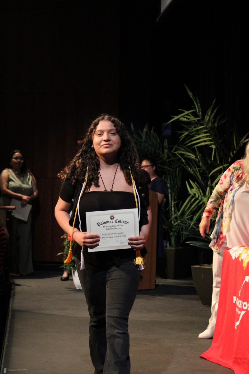 Sarahi Zavaia at the Transfer Recognition ceremony at Palomar College on Wednesday, April 30, 2025. Zavaia is transferring to the University of California, Davis, majoring in Psychology. Photo credit: Griselda Garcia