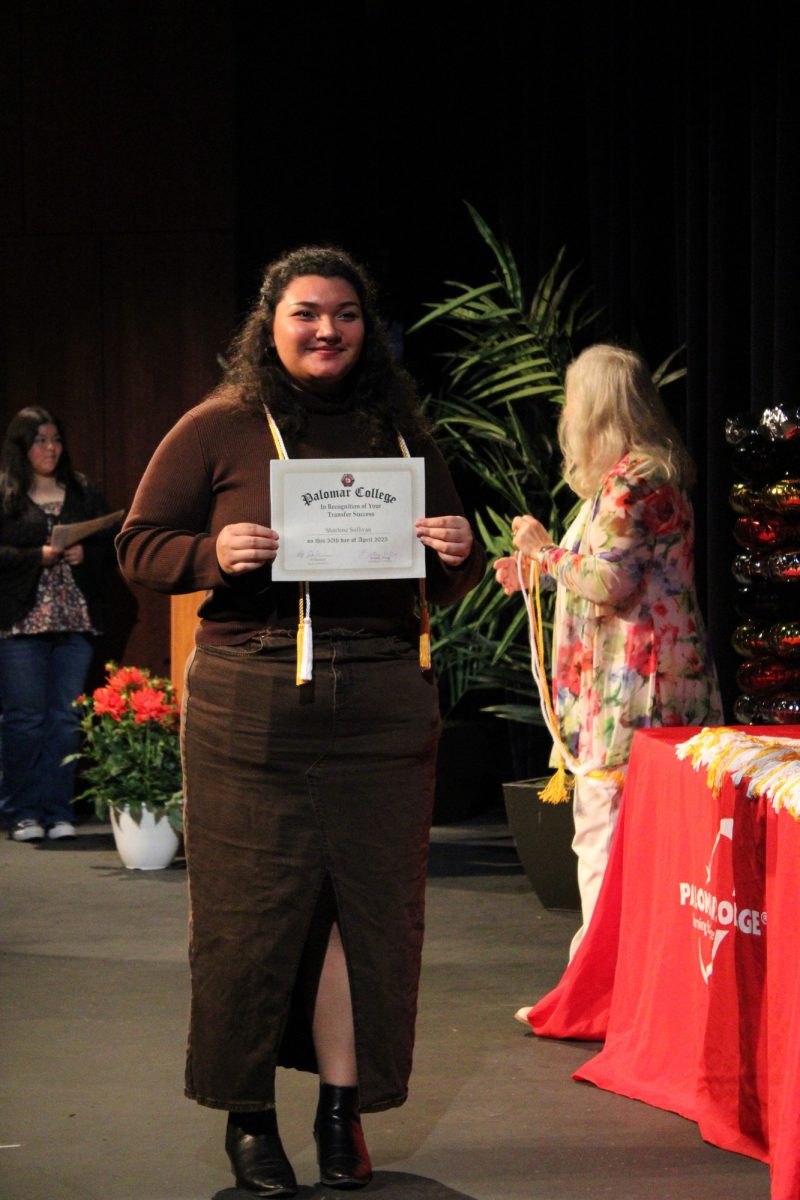 Sharlene Sullivan at the Transfer Recognition ceremony at Palomar College on Wednesday, April 30, 2025. Sullivan is transferring to California State University, San Marcos, majoring in Human Development. Photo credit: Griselda Garcia