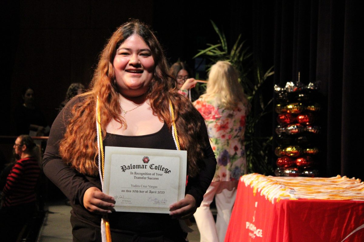 Yadira Cruz Vargas at the Transfer Recognition ceremony at Palomar College on Wednesday, April 30, 2025. Vargas is transferring to California State University, San Marcos, majoring in Public Health. Photo credit: Griselda Garcia