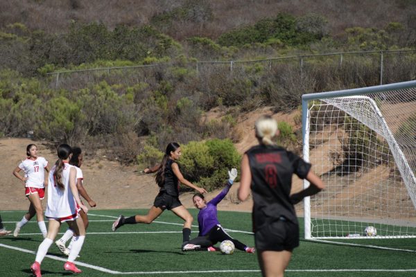 Sophia Frederick (#12) makes a goal in the second half of the game against Imperial Valley on Sept.16, 2025, at the Minkoff Field at Palomar College. Frederick scored three goals overall during the course of this game, with assists by Emma Gryn and Naomi Allen.