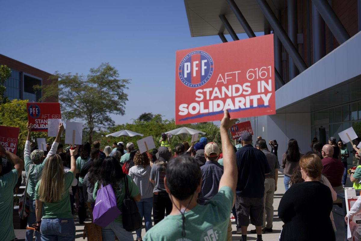 The Council of Classified Employees rally to gain attention to COLA (Cost of Living Adjustment) for an increase in pay at Palomar College on Oct. 7, 2025. 