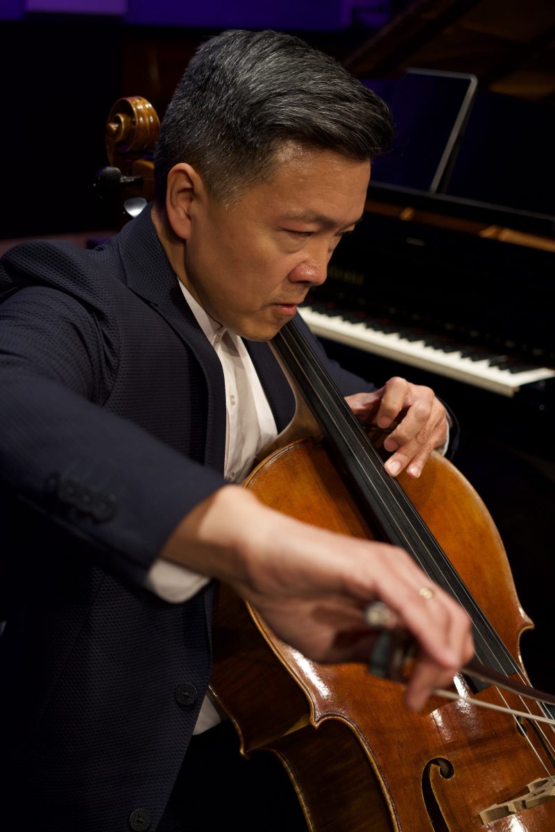 Paul Tseng plays the cello before the show begins for concert hour at Palomar College on Oct. 9, 2025.