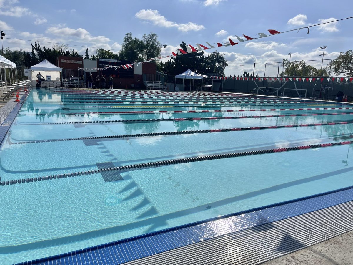 A crystal clear pool with swimmer lanes set up on Feb. 6 at Palomar College.