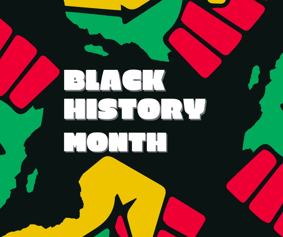 Black History Month is celebrated in the month of February. Graphic created on Canva.