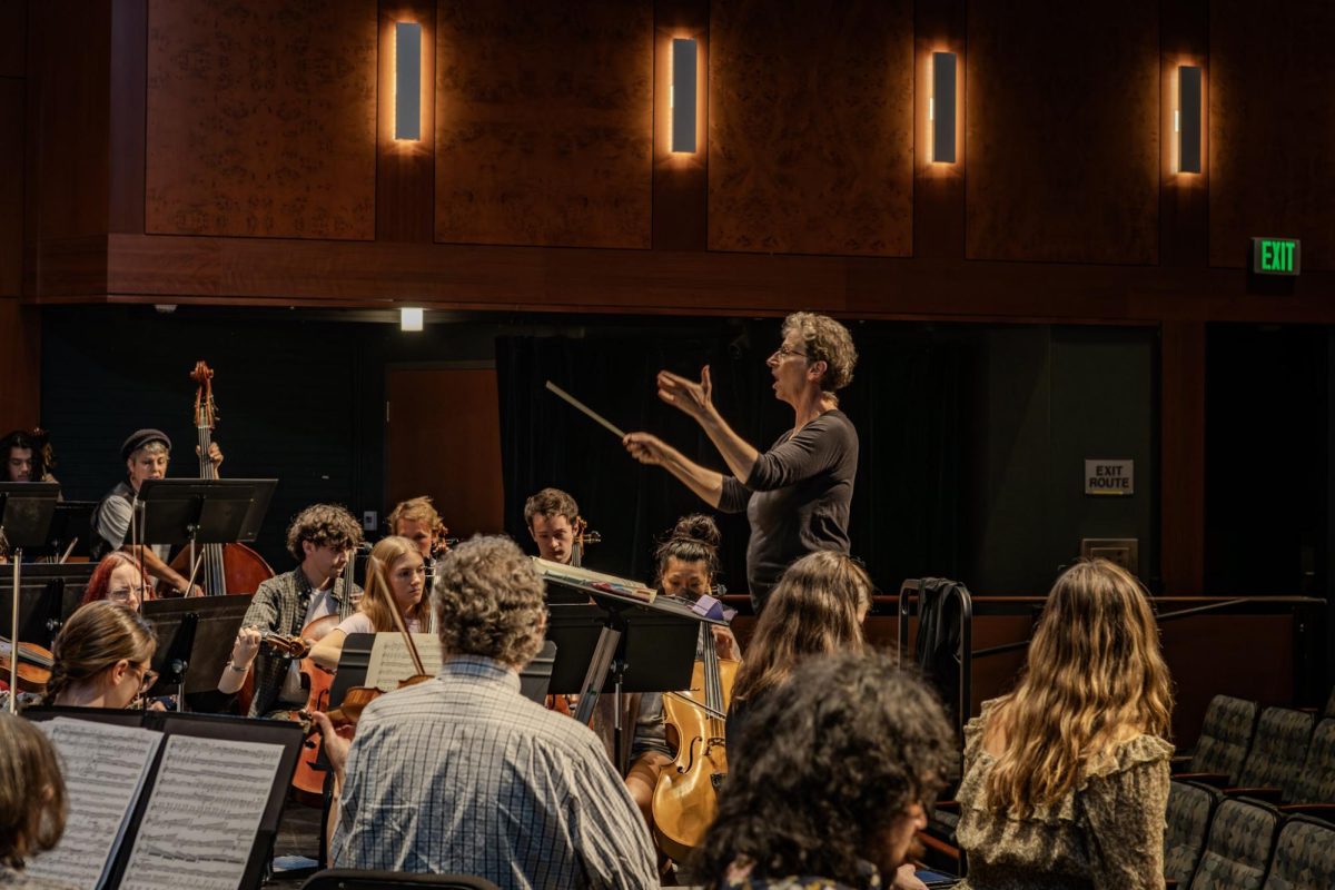 Ellen Weller leads the orchestra in a rehearsal for "Symphony No. 9" on May 19, 2026.