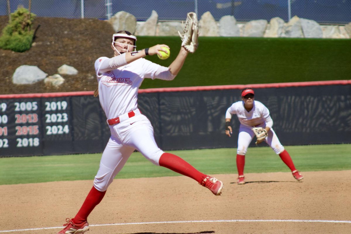 Gianna Burgin pitches during the 6 inning of the conference game on May 8, 2026.