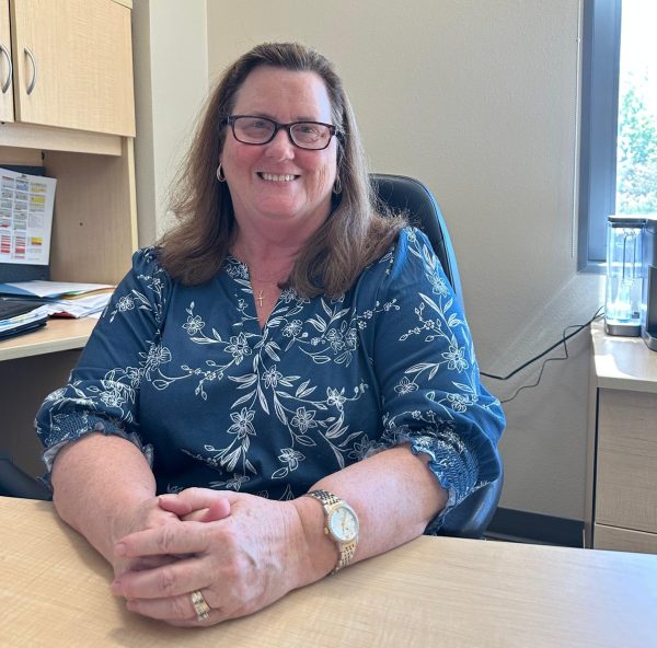 The associate dean of nursing education, Deborah Chow, sitting in her office. 